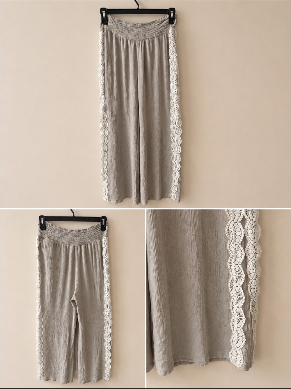 VENUS Tan Lace Side Slit Beach Pant